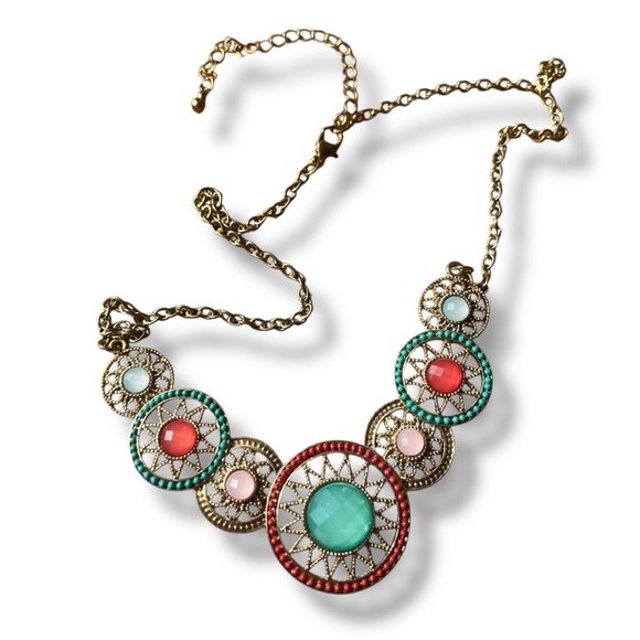 Cracker Barrel Multi-Color Mandala Statement Necklace - Picture 4 of 6